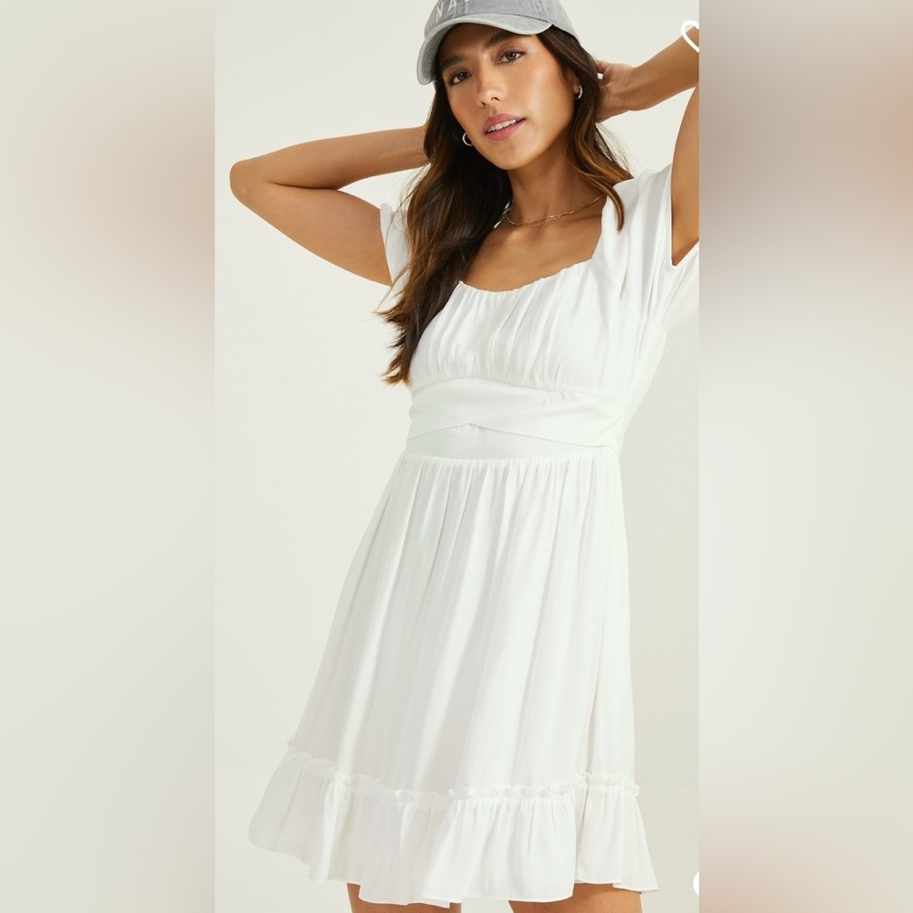NWT Altar’d State Madison Puff Sleeve Dress White